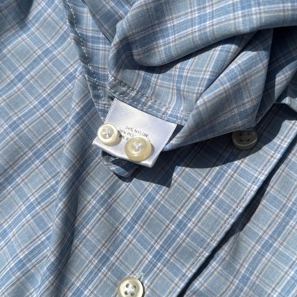 Peter Millar Light Blue Checkered Men's Shirt - Crown Crafted - Picture 8 of 8